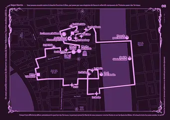 plan du parcours de la balade dans le quartier des Terreaux